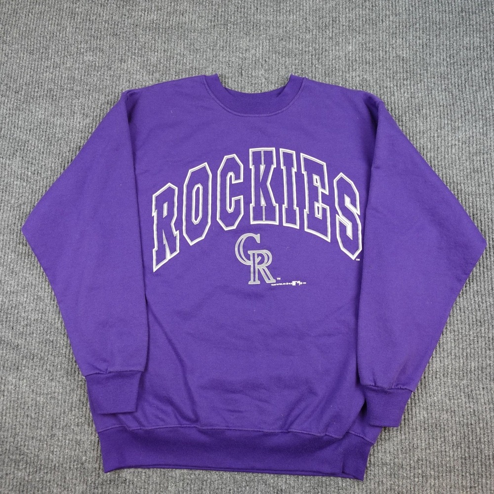 Vintage Colorado Rockies Sweatshirt Mens XL Purple MLB Baseball Team Rated 90s